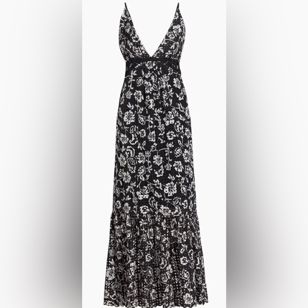 Ramy Brook Black and White Floral Midi Skirt